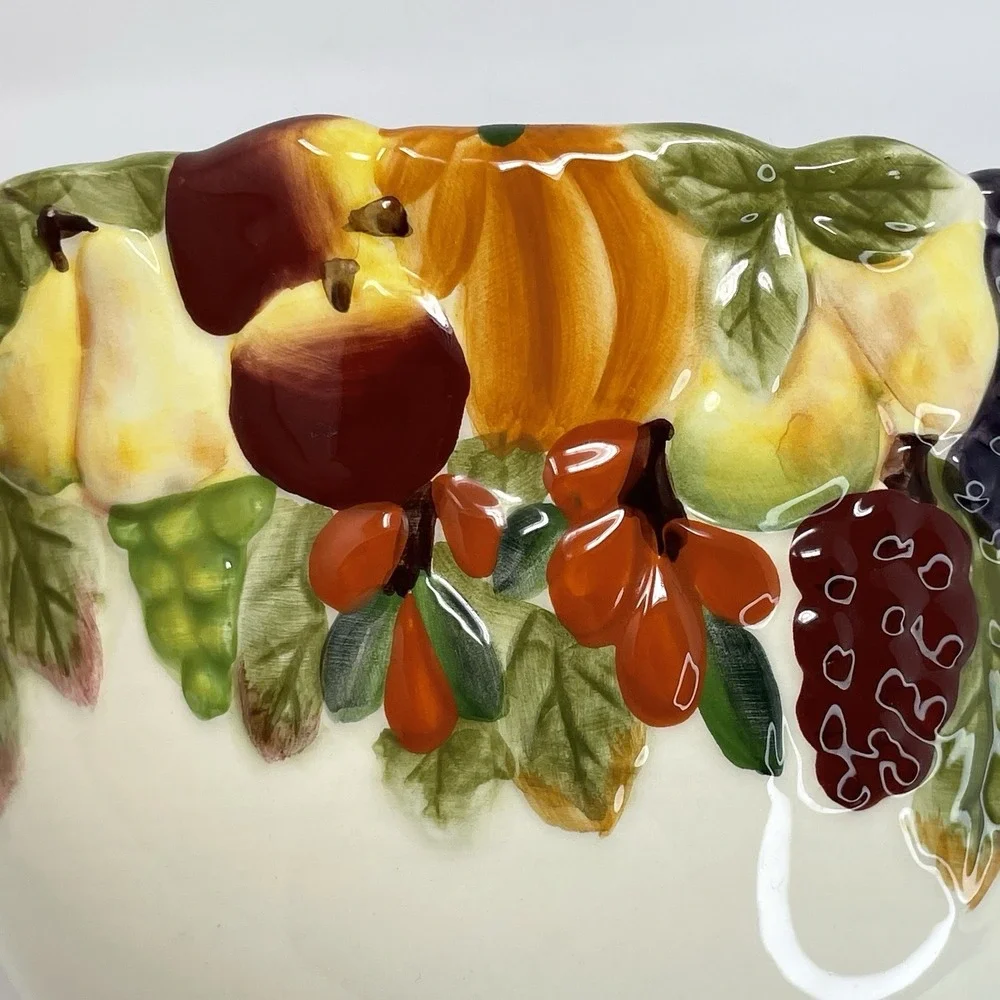Harry David‎ Embossed Pitcher Serving Bowl 2007 Painted Fall Fruit Thanksgiving